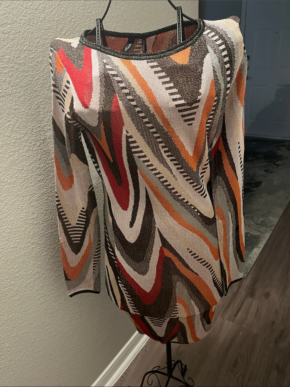 Marciano Multicolor Knit Mini Skirt with Wave Pattern